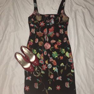 Nicole Miller Floral Embroidered Party Dress